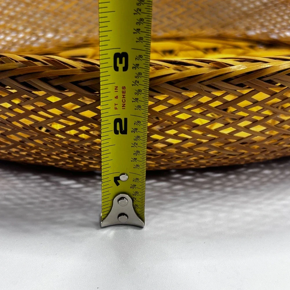 Handmade Philippines Woven Bamboo Basket Oval Lattice Fruit Bread Bowl 14 Inch